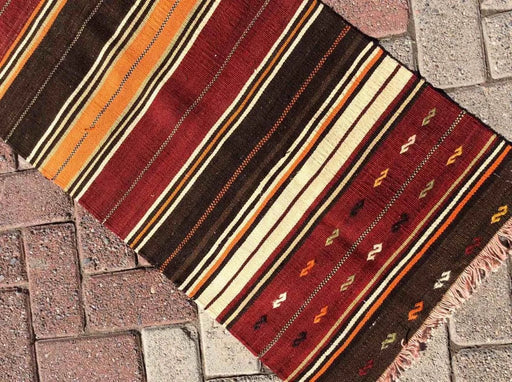 Vintage Kilim Runner 230cm x 52cm käytävämatto #244