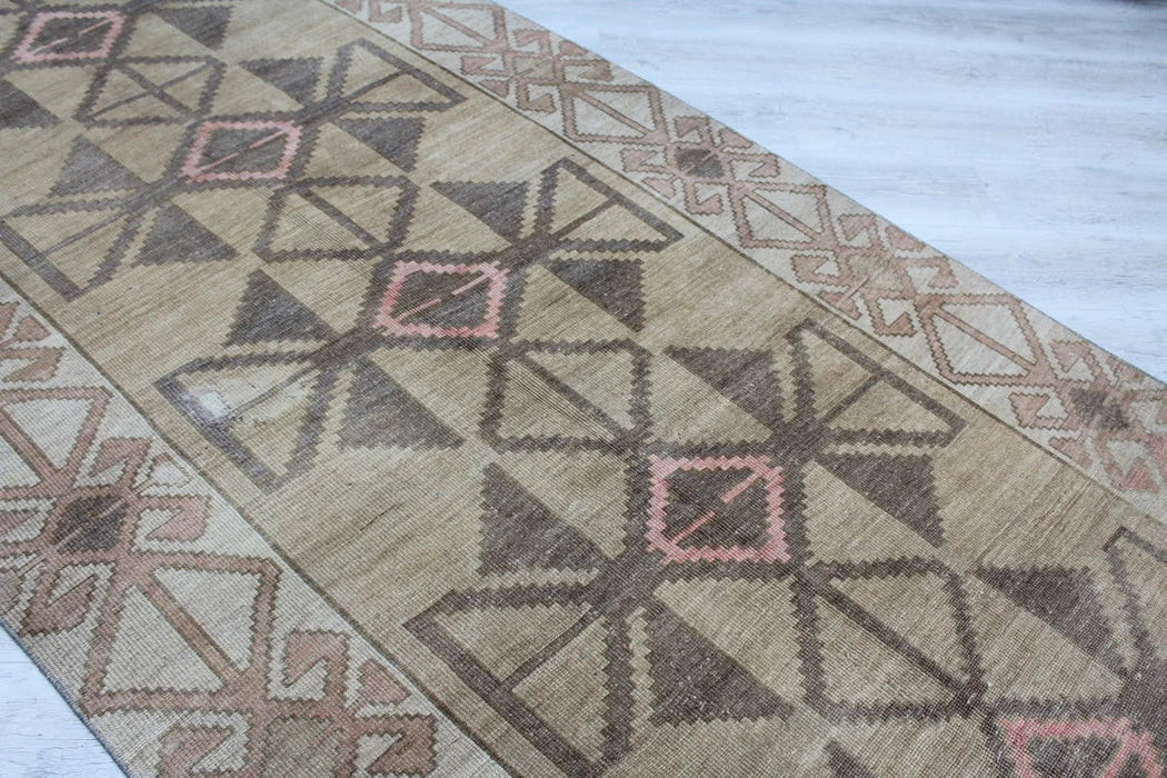 Vintage Kelim Runner Rug 156cm x 378cm Handgemaakte wol