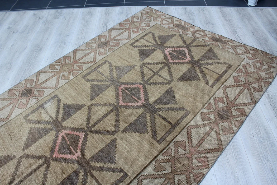 Vintage Kelim Runner Rug 156cm x 378cm Handgemaakte wol