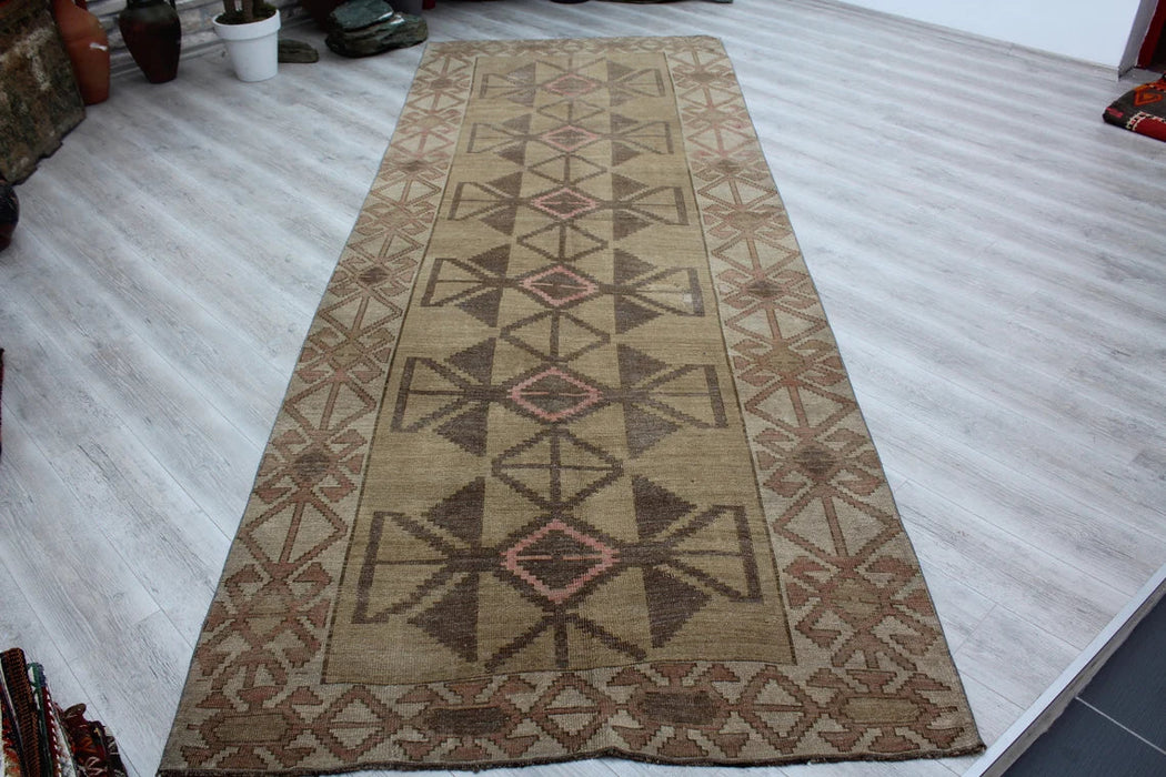 Vintage Kelim Runner Rug 156cm x 378cm Handgemaakte wol