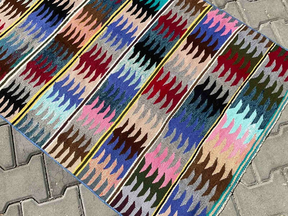 Vintage Kilim Runner Rug 205cm x 89cm From Turkey