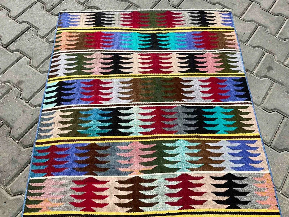 Vintage Kilim Runner Rug 205cm x 89cm From Turkey