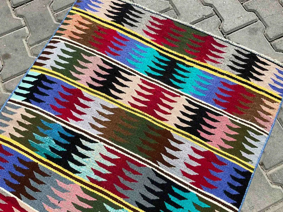 Vintage Kilim Runner Rug 205cm x 89cm From Turkey