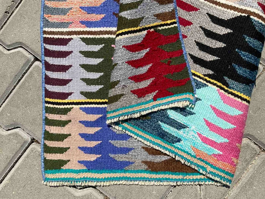 Vintage Kilim Runner Rug 205cm x 89cm From Turkey