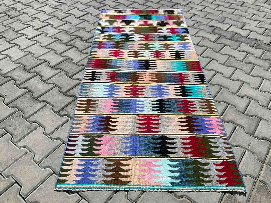 Vintage Kilim Runner Rug 205cm x 89cm From Turkey