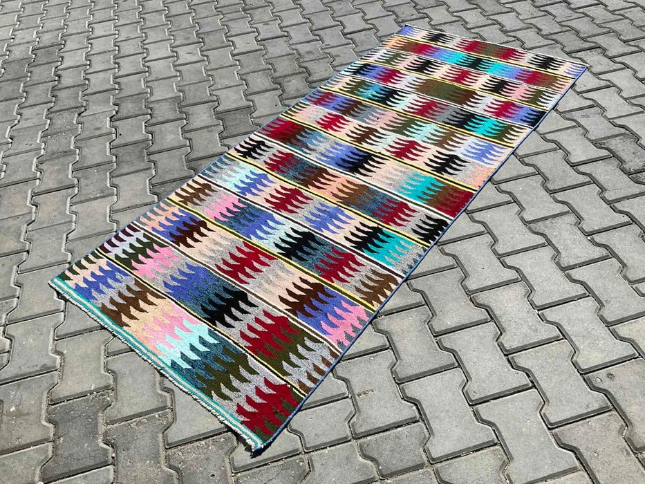 Vintage Kilim Runner Rug 205cm x 89cm From Turkey