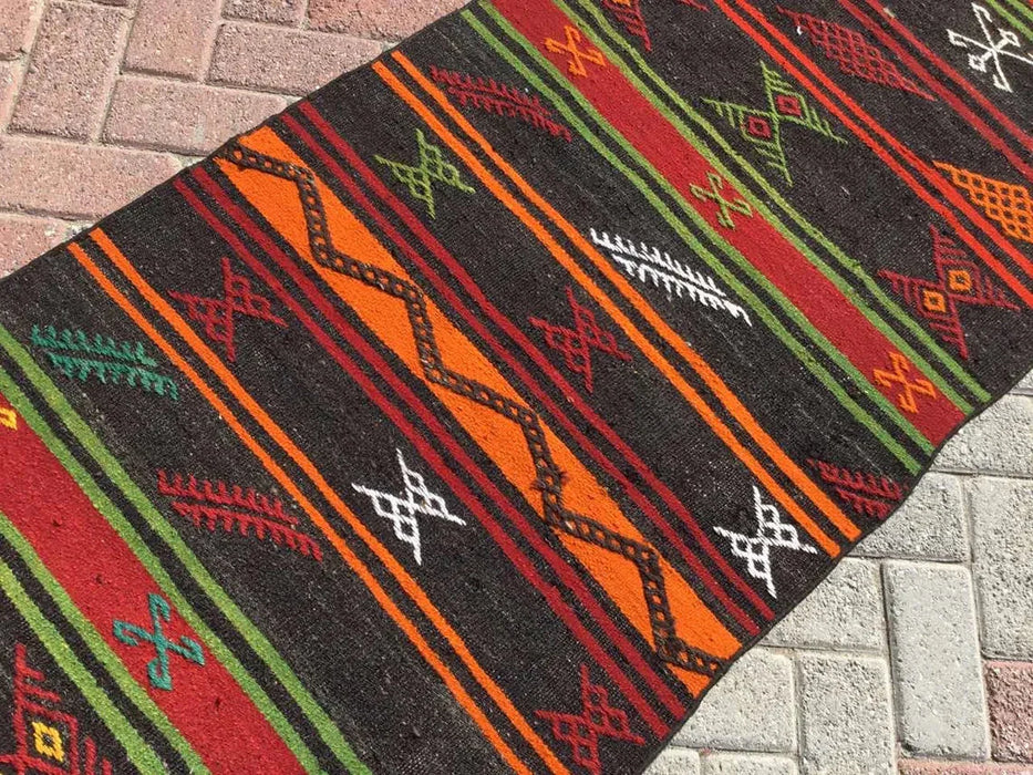 Vintage Kelim Runner Rug 285cm x 80cm 50 jaar oud #241