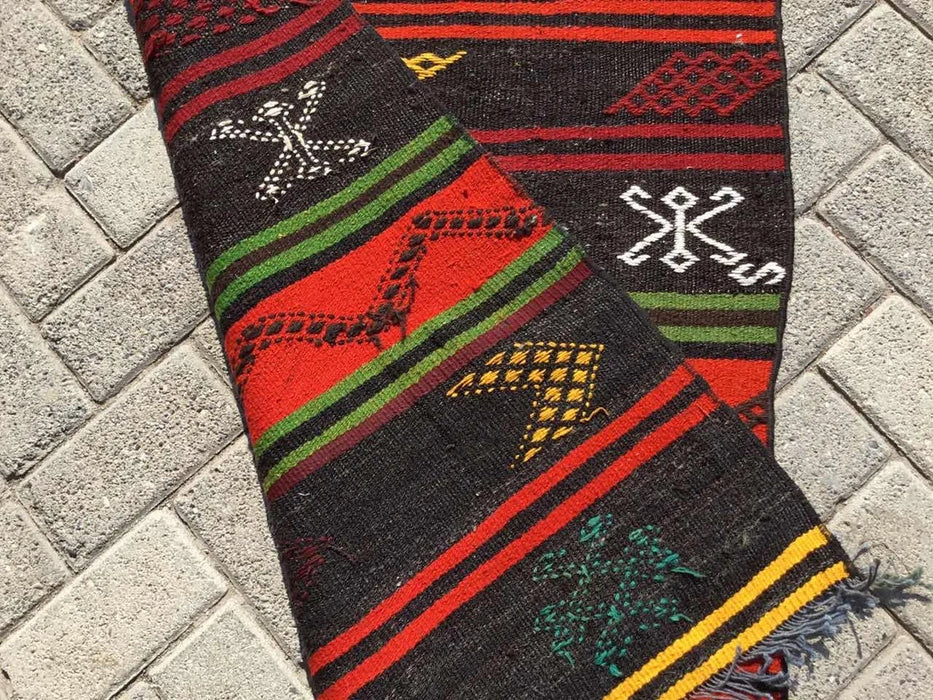 Vintage Kelim Runner Rug 285cm x 80cm 50 jaar oud #241