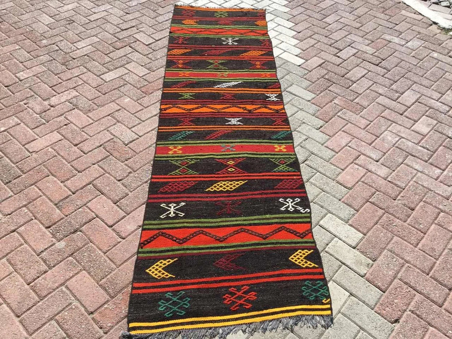 Vintage Kelim Runner Rug 285cm x 80cm 50 jaar oud #241