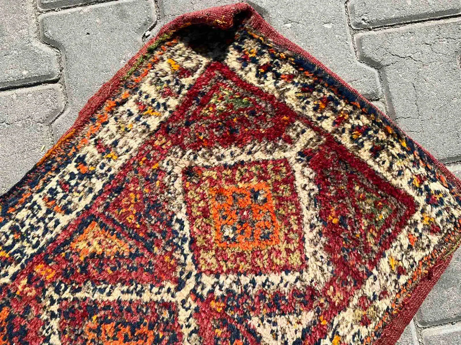 Vintage Kurdish Handmade Mini Rug 89cm x 53cm