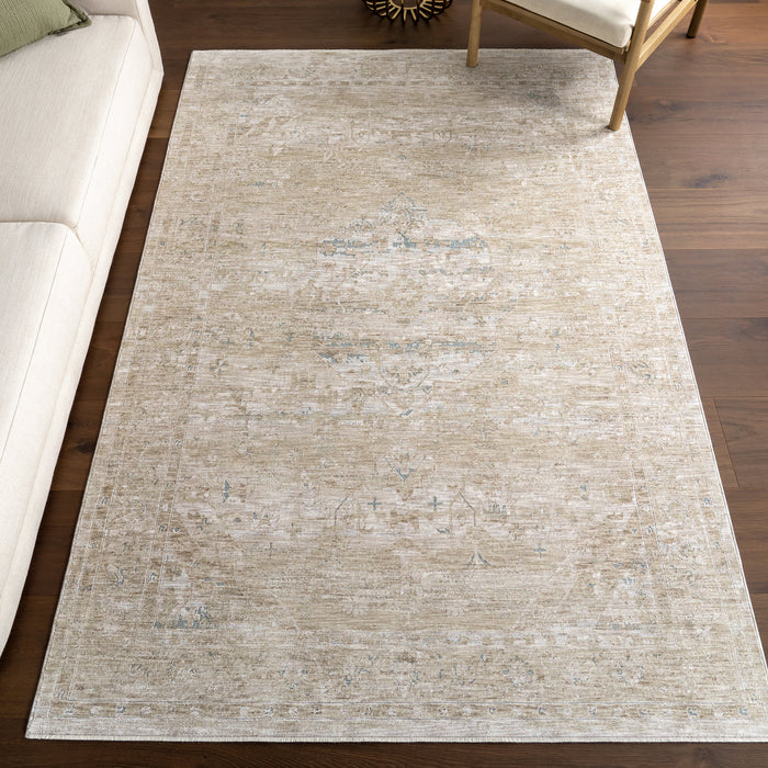 Vintage vaalea beige medaljonkialueen matto 150cm x 240cm