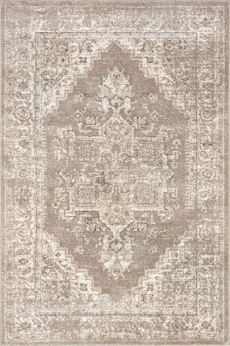 Tappeto vintage a medaglione 160x230 cm in beige