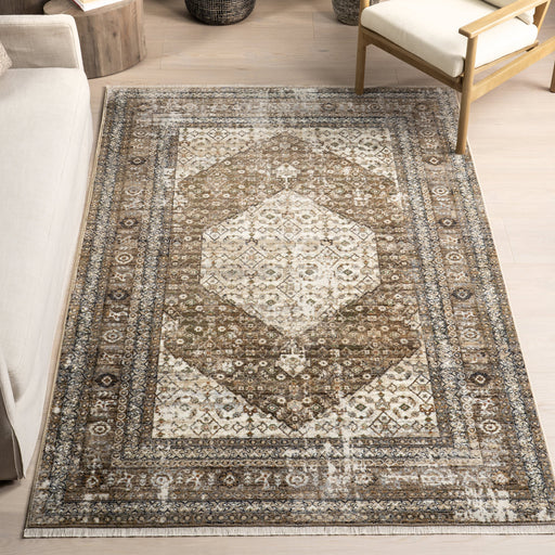 Vintage Medallion Fringe Area -matto 120x180 cm Ruskea