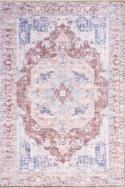 Vintage Medallion Washable Area Rug 5x7 Feet Rust Color