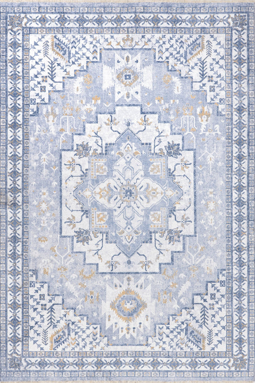 Vintage Medallion Washable Area Rug Light Blue 160x230 cm