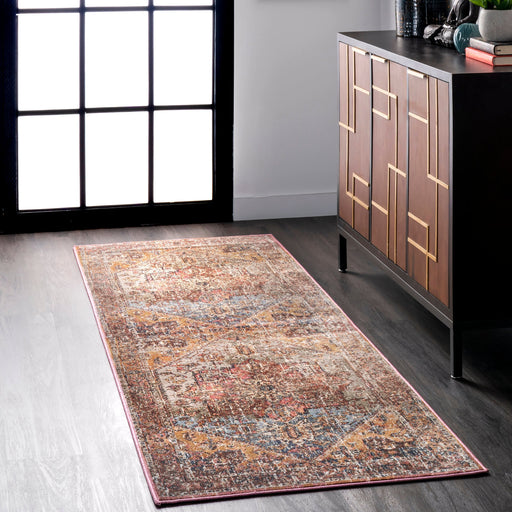 Vintage Orange Medallion Area Rug for Home Decor