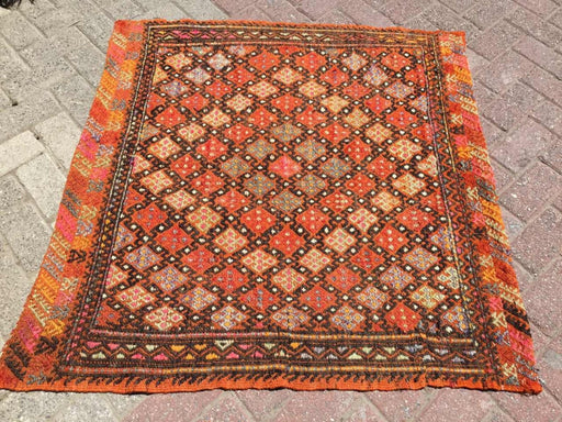 Vintage Orange Tribal Kilim Rug 116cm x 110cm From Turkey