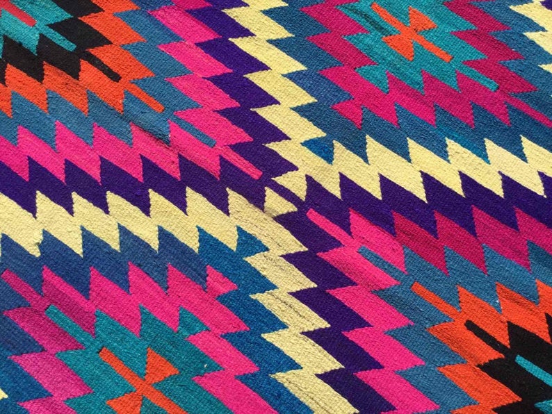 Vintage Pinkki Bohemian Kilim -matto 140cm x 120cm