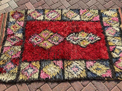 Tappeto Kilim vintage rosso 182 cm x 106 cm realizzato a mano in Turchia