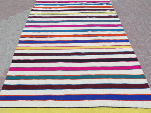 Vintage raidallinen Kilim-matto 244x150 cm Ainutlaatuinen muotoilu