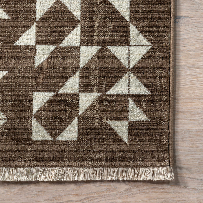 Vintage Style Geometric Fringed Area matto 140x200 cm ruskea