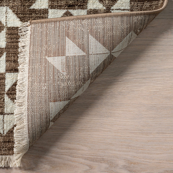 Vintage Style Geometric Fringed Area matto 140x200 cm ruskea