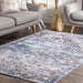 Vintage Style Light Blue Petal Emblem Area Rug 160x230 cm