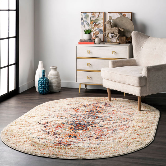 Vintage Style Medallion Area Rug in Sand 160x230 cm