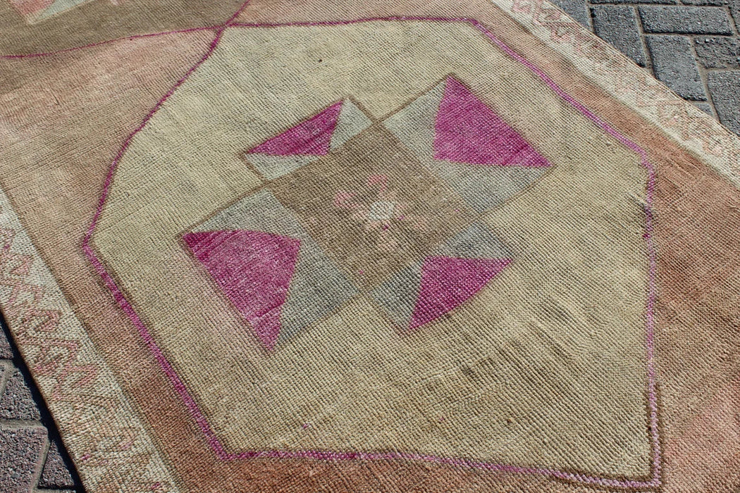 Vintage turkkilainen geometrinen juoksumatto 330cm x 125cm