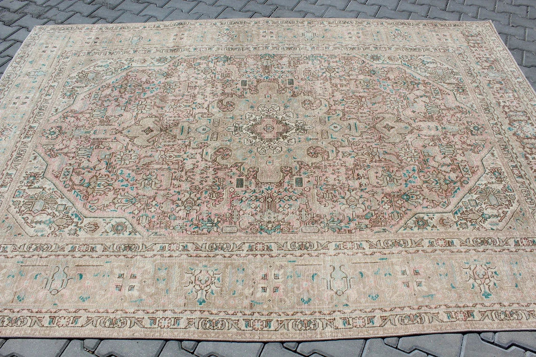 Vintage turkkilainen käsinsolmittu matto 199cm x 289cm 100 % villaa