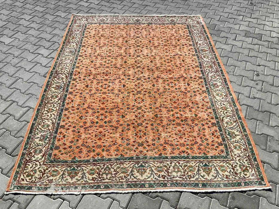 Vintage Turks handgeknoopt vloerkleed 257 x 190 cm