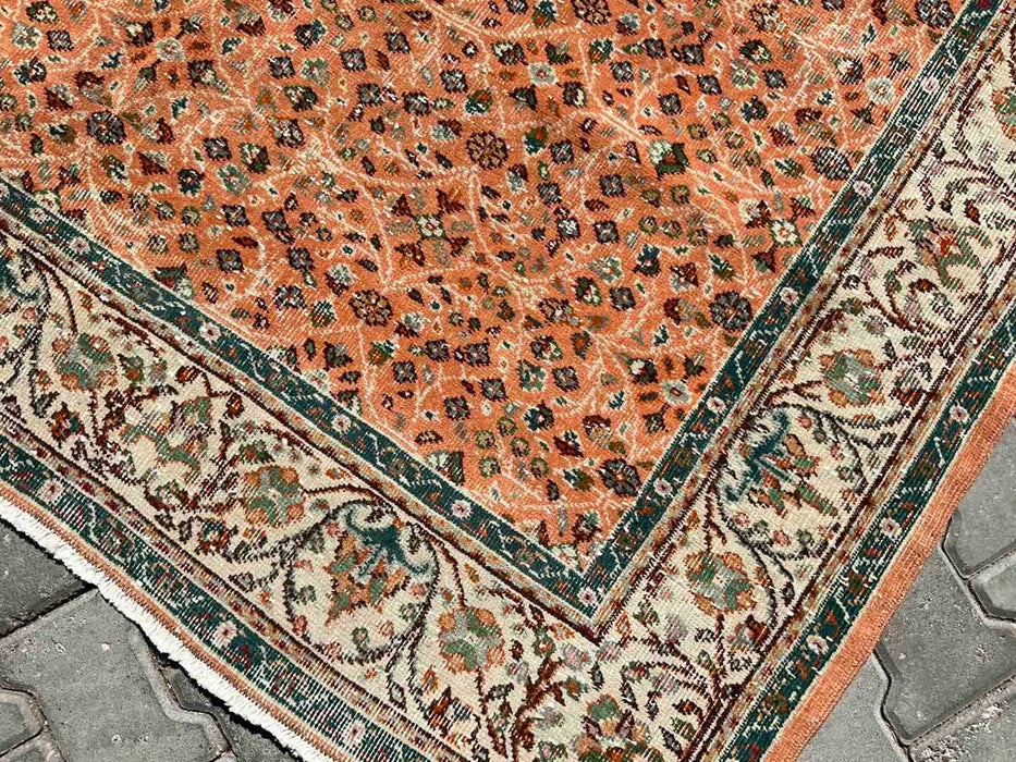 Vintage Turks handgeknoopt vloerkleed 257 x 190 cm