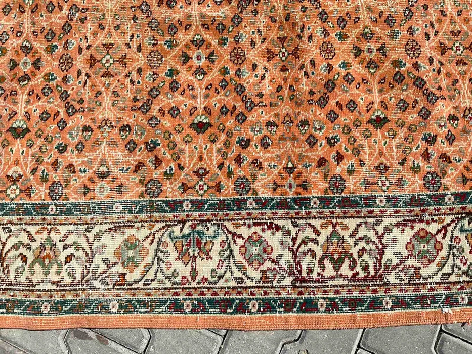 Vintage Turks handgeknoopt vloerkleed 257 x 190 cm