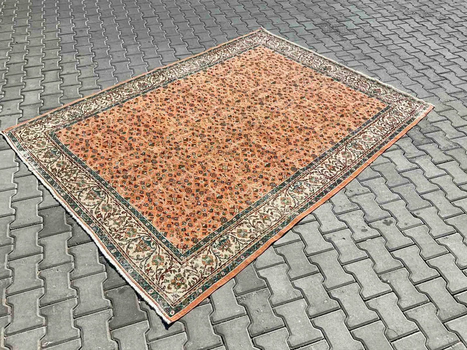 Vintage Turks handgeknoopt vloerkleed 257 x 190 cm