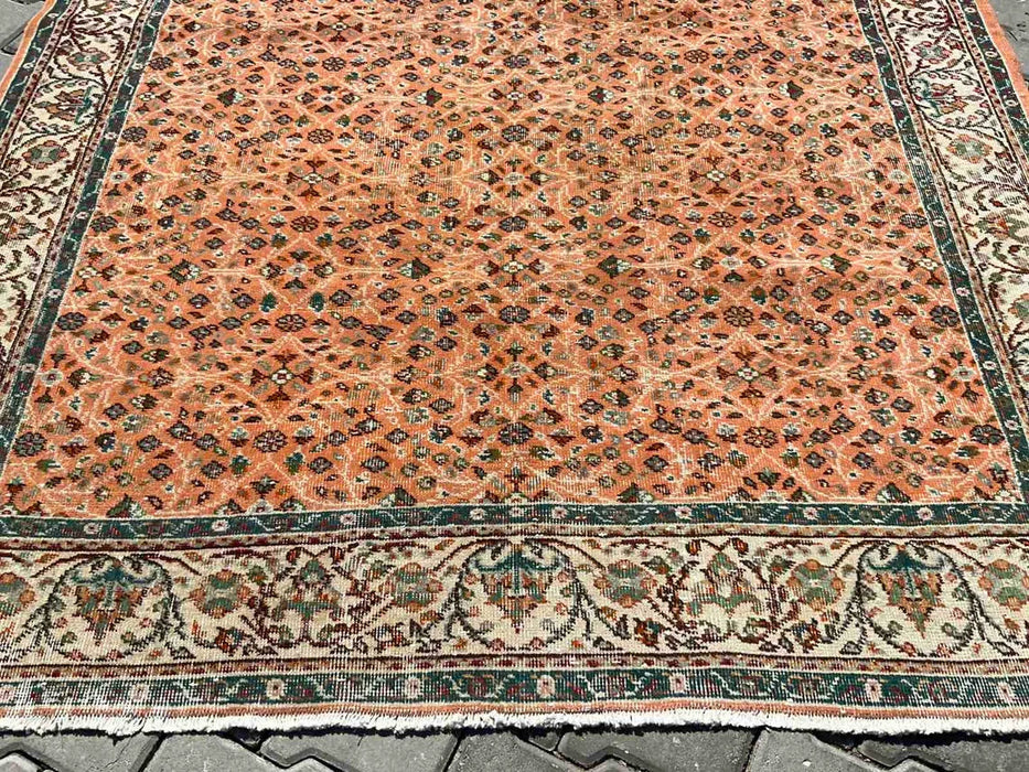 Vintage Turks handgeknoopt vloerkleed 257 x 190 cm