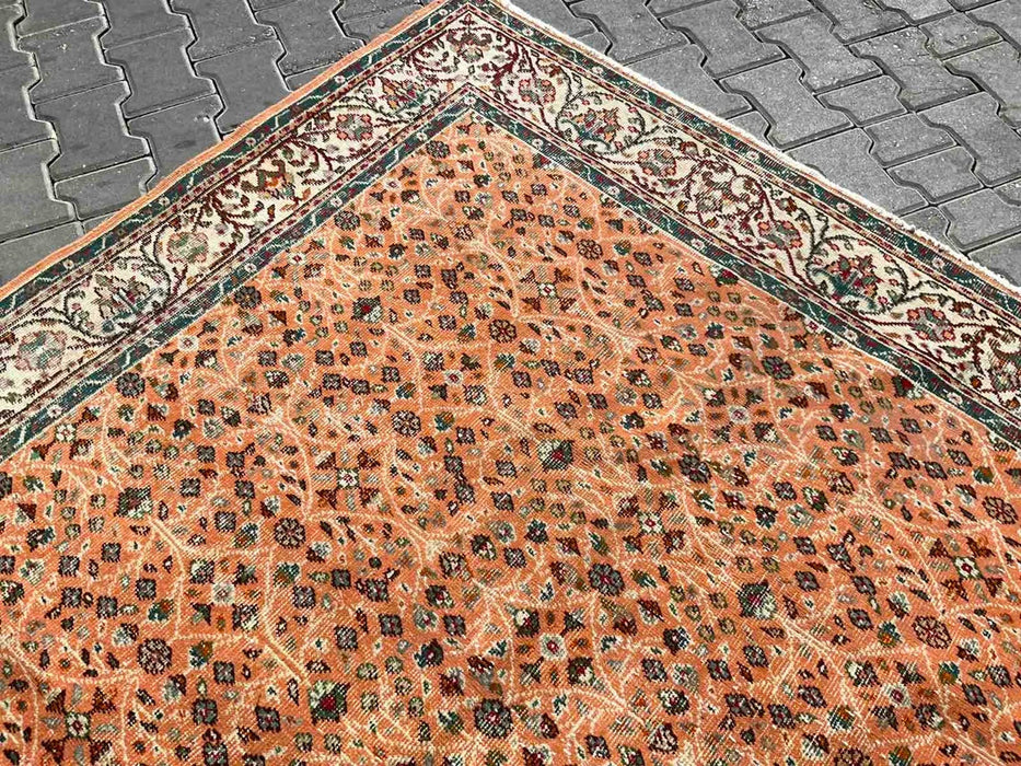 Vintage Turks handgeknoopt vloerkleed 257 x 190 cm