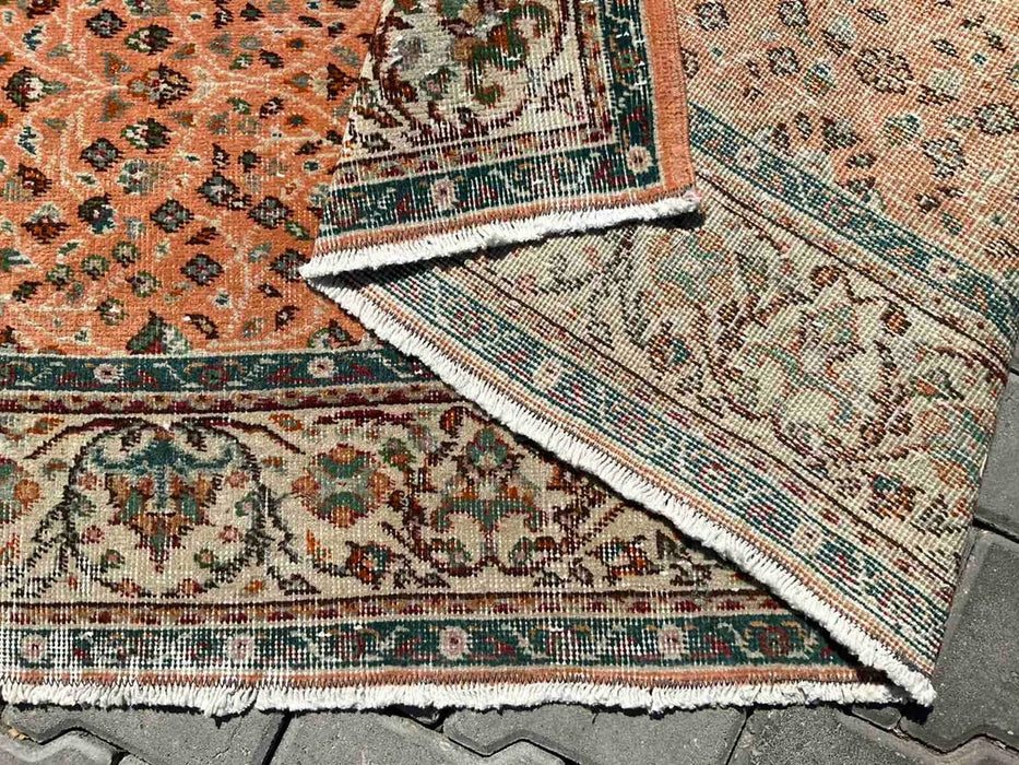 Vintage Turks handgeknoopt vloerkleed 257 x 190 cm