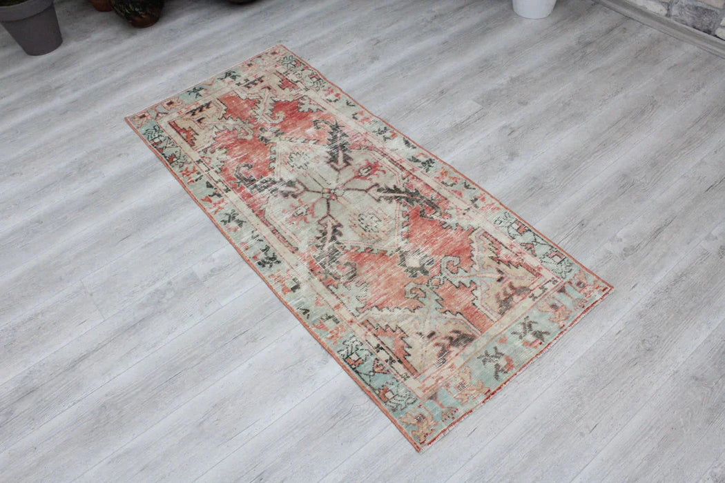 Tappeto turco vintage annodato a mano 74 cm x 171 cm #406