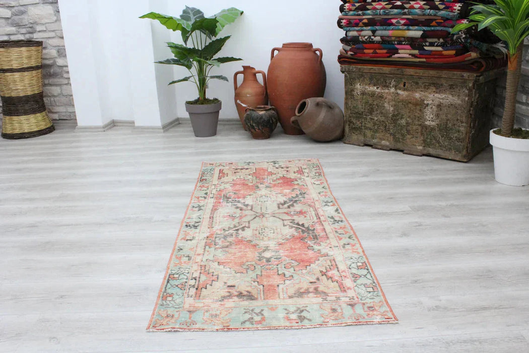 Tappeto turco vintage annodato a mano 74 cm x 171 cm #406