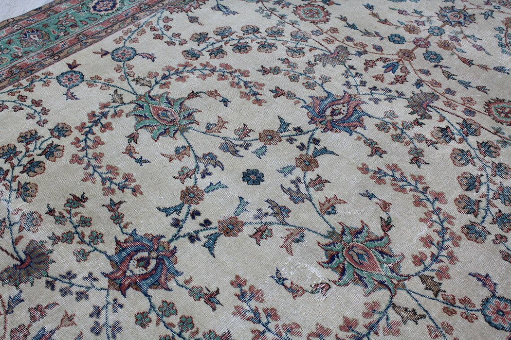 Vintage Turks handgeknoopt tapijt 92,5x129 inch 100% wol