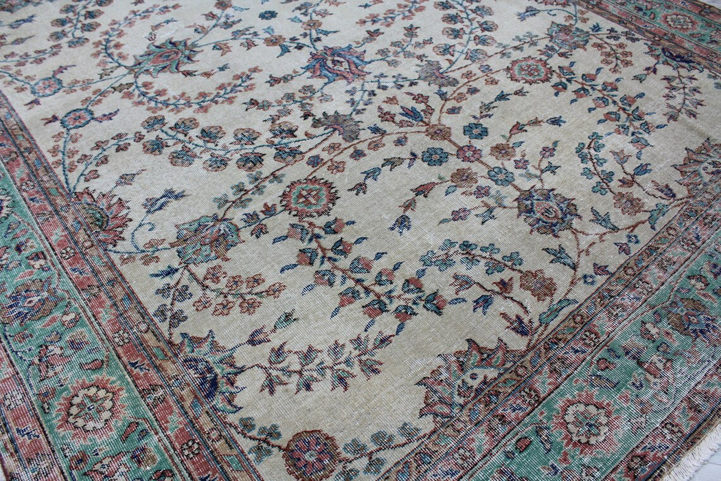 Vintage Turks handgeknoopt tapijt 92,5x129 inch 100% wol