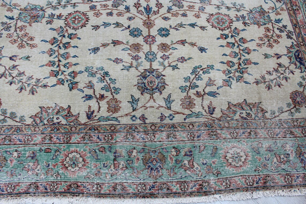 Vintage Turks handgeknoopt tapijt 92,5x129 inch 100% wol