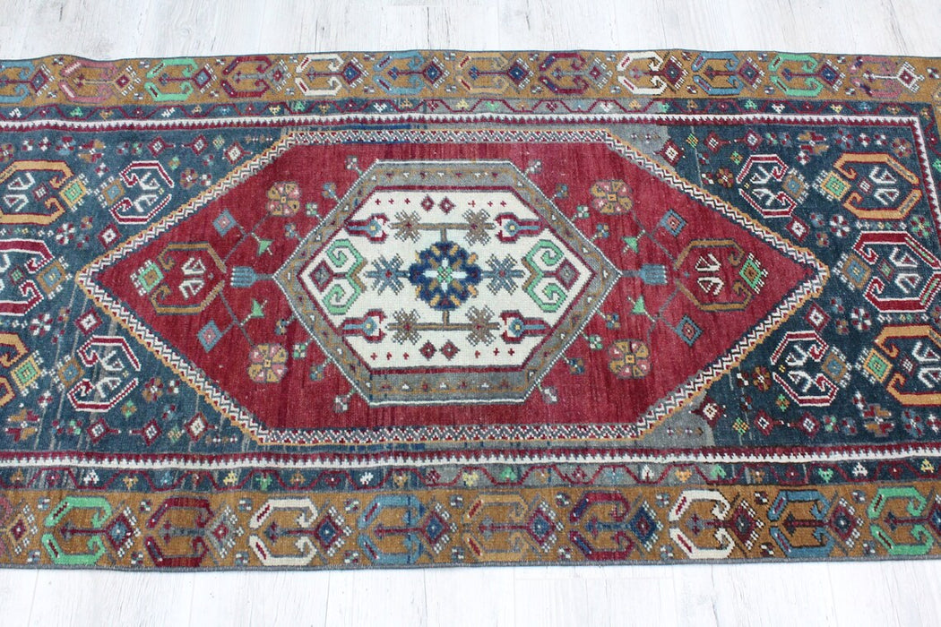 Vintage turkkilainen käsinsolmittu juoksumatto 175x81 cm #348