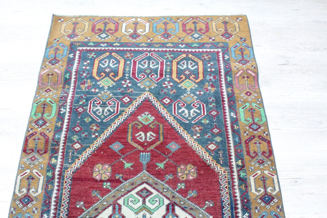 Vintage turkkilainen käsinsolmittu juoksumatto 175x81 cm #348