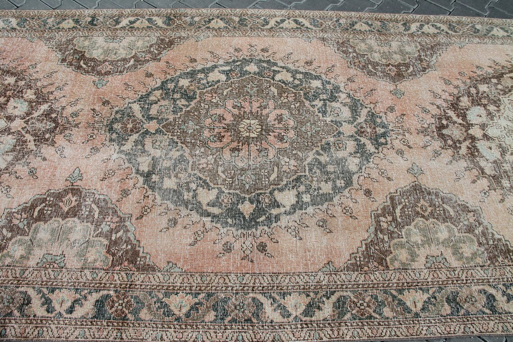 Vintage turkkilainen käsinsolmittu juoksumatto 414cm x 140cm