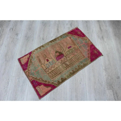 Vintage tyrkisk kilim 81cm x 48 cm håndlaget ull bomull