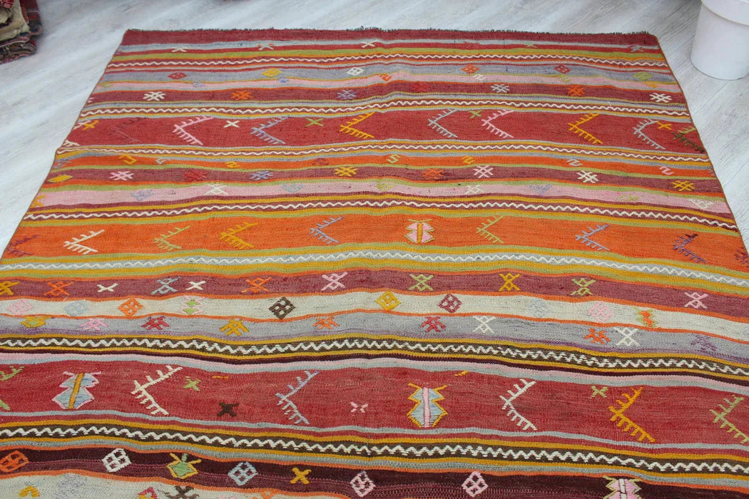 Vintage Turkish Kilim Area Rug 175Cm X 241Cm #487