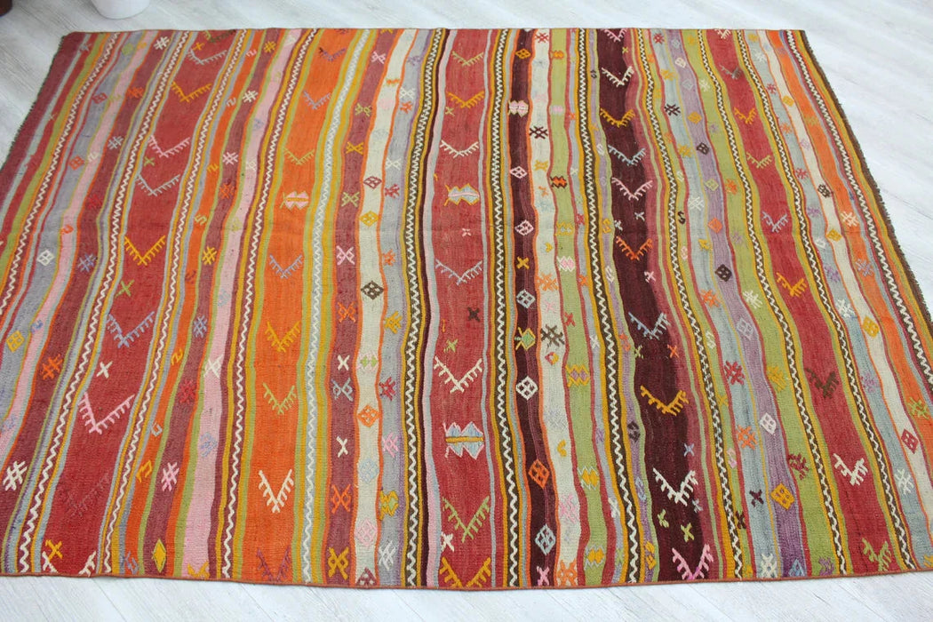 Vintage Turkish Kilim Area Rug 175Cm X 241Cm #487