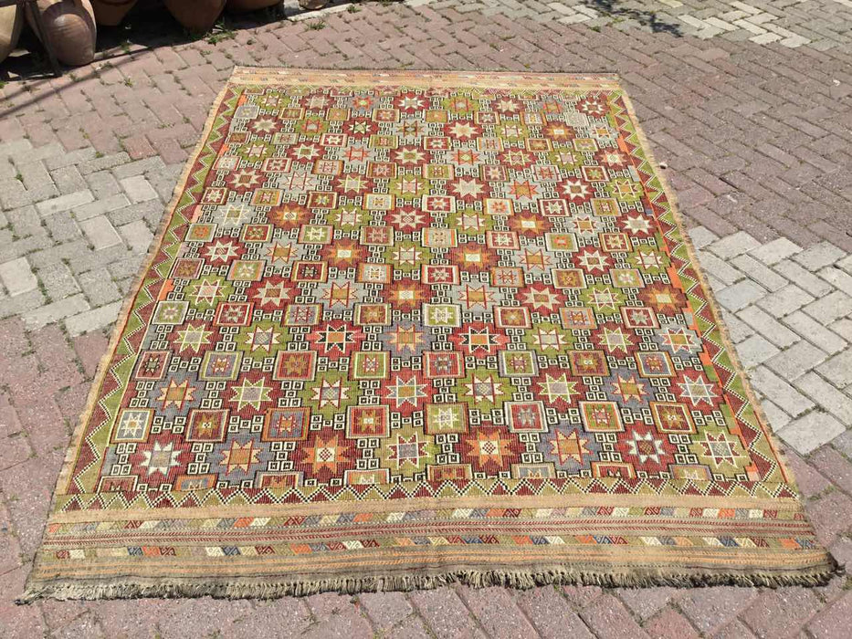 Tappeto vintage turco Kilim 192 cm x 262 cm n. 637