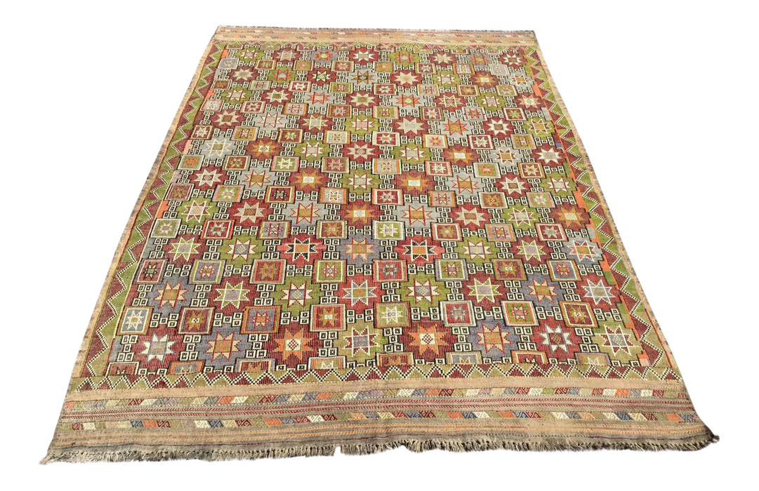 Tappeto vintage turco Kilim 192 cm x 262 cm n. 637